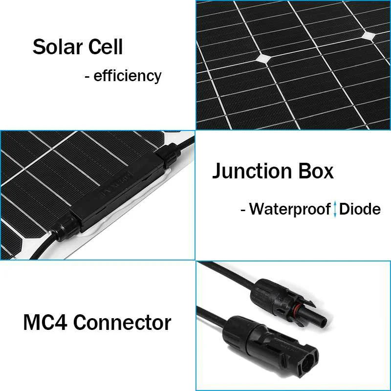 350W-120W Solárny Panel 18V 36V USB Semi-pružné Solárne DIY Sun Power Modul Vonkajší Konektor Nabíjačky Batérií pre RV Čln