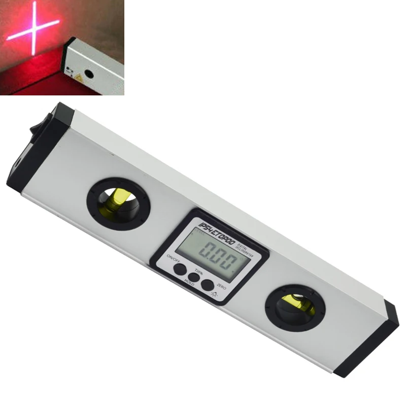 360 stupeň IP54 Laserová Digitálna Úroveň s magnetom 225mm Elektronické Uhlomeru inclinometer uhol úrovni pomocou laserové vodováhy