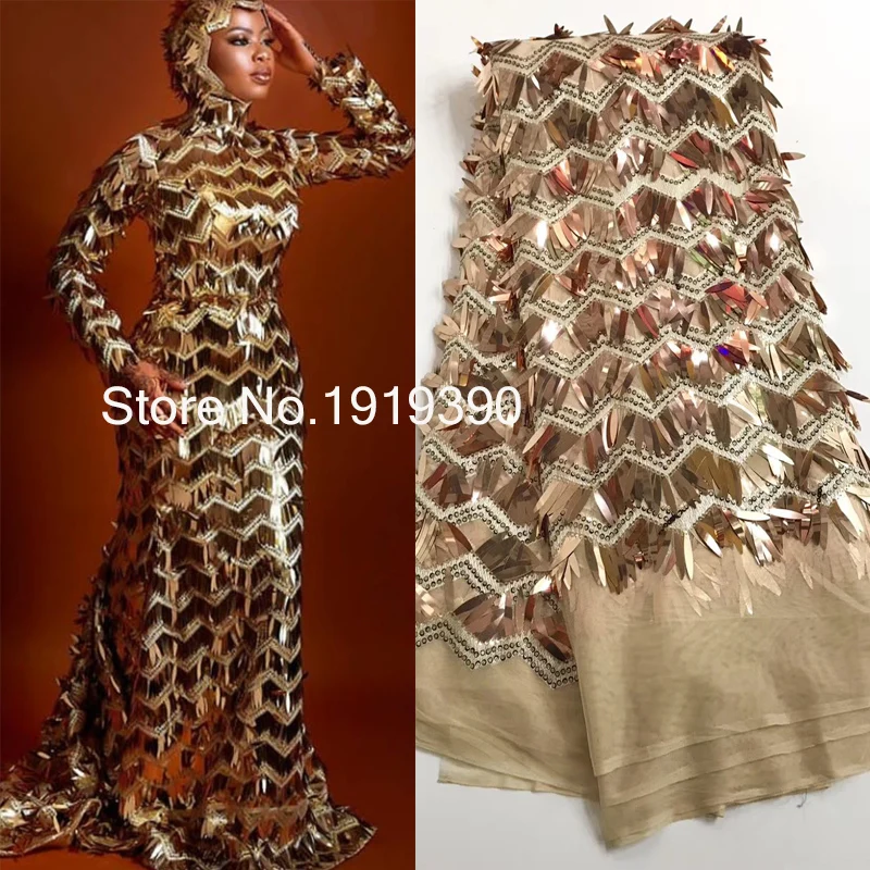3D Afriky Čipky Textílie 2020 Vysoko Kvalitnej Čipky s Flitrami, Nigérijský Čipky Tkaniny pre Šitie Odevov Party Šaty 5 Metrov J20632