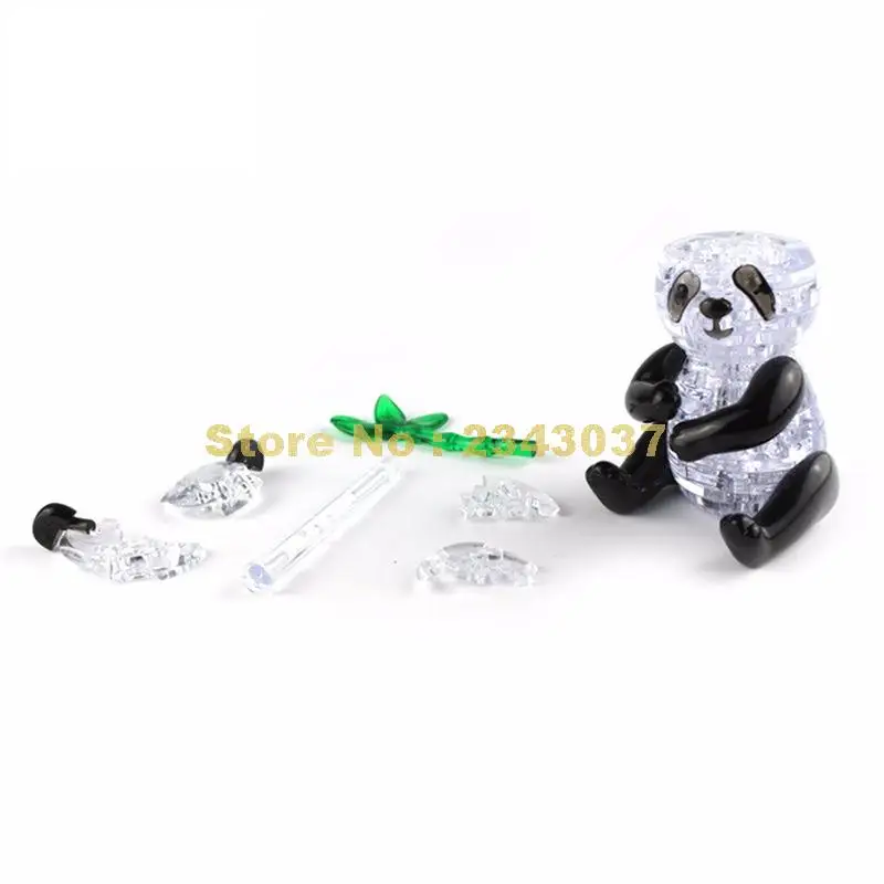 3d crystal panda puzzle flash light diy model budovy, hračky pre deti, domáce dekorácie Hračka