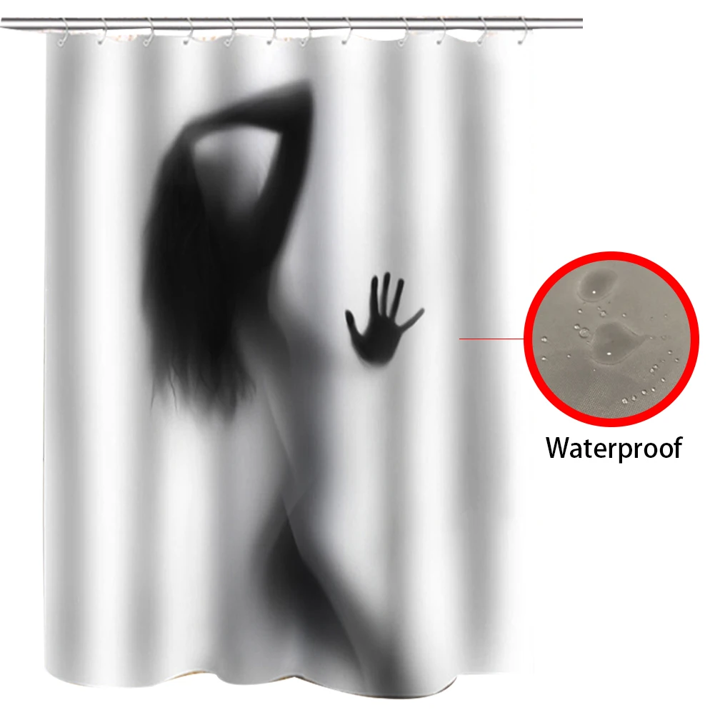 3D Vodotesné Ženy Tieň Sprchový Záves S Háčikmi Sexy Dievča Portrét Kúpeľňa Záclony, Závesy Pre Kúpeľňa so sprchovým Kútom