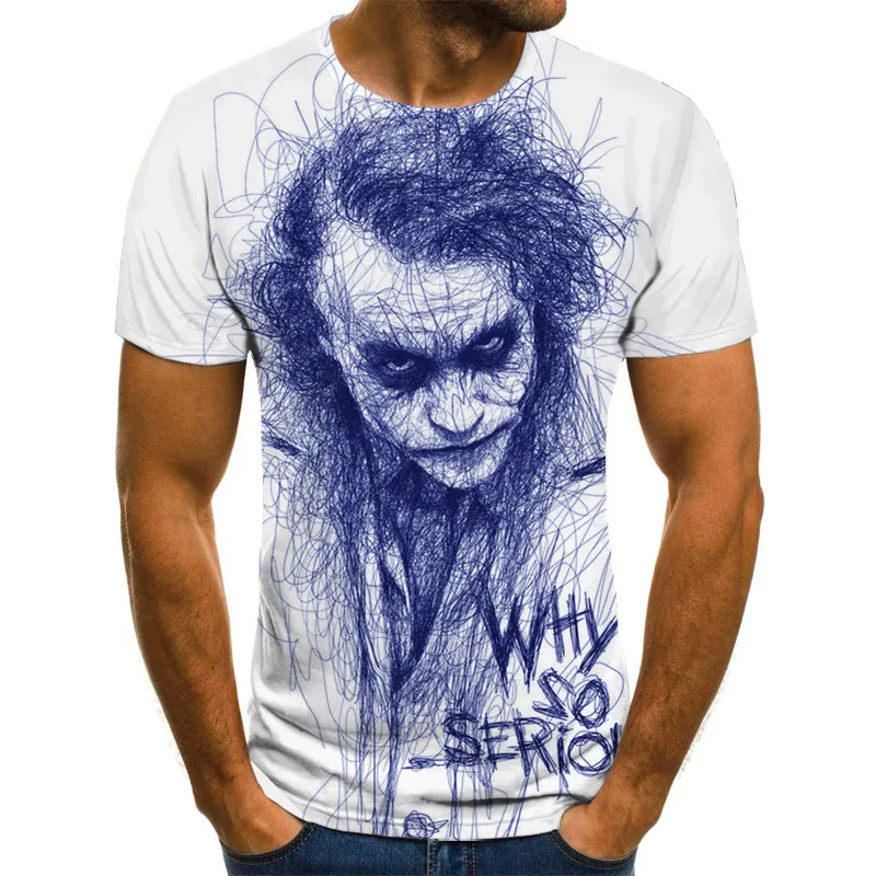 3D Vytlačené T Shirt Mužov Joker Tvár Príležitostné O-krku Mužské Tričko Klaun, Krátky Rukáv Zábavné Tričká 2020 Letné Tee Tričko Homme