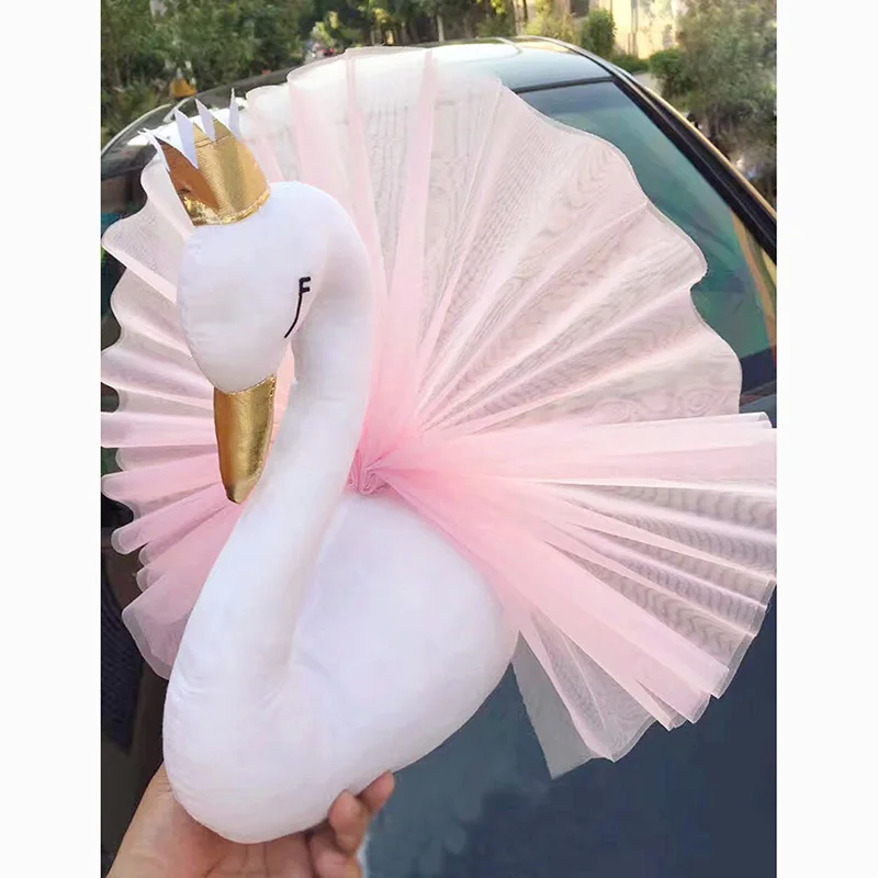 3D Zlatá Koruna Swan Nástenné Závesné Dekorácie Plnené Flamingo Bábika Swan Hračky Zvieracie Hlavy Stenu Decor Detská Izba Deti Darček