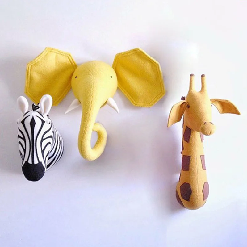3D Zvieracie Hlavy Stenu Roztomilé Plyšové Nástenné Závesné Hračky detská Izba Zvierat Stenu Sochy--Zebra