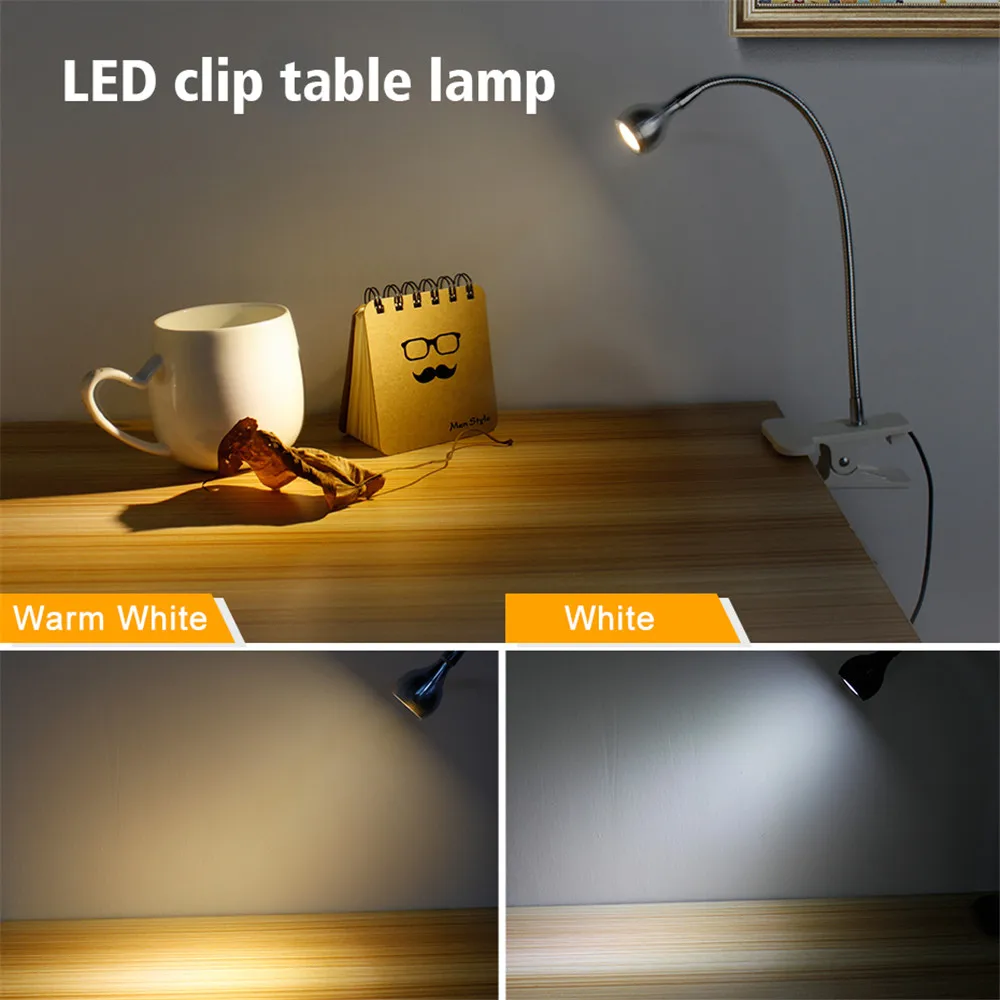 3W Led Stolná Lampa S Klip DC 5V USB Flexibilné LED Stojan Klip Svetla na Čítanie, Clip-on Vedľa Postele Tabuľka Stolná Lampa Kniha Svetla