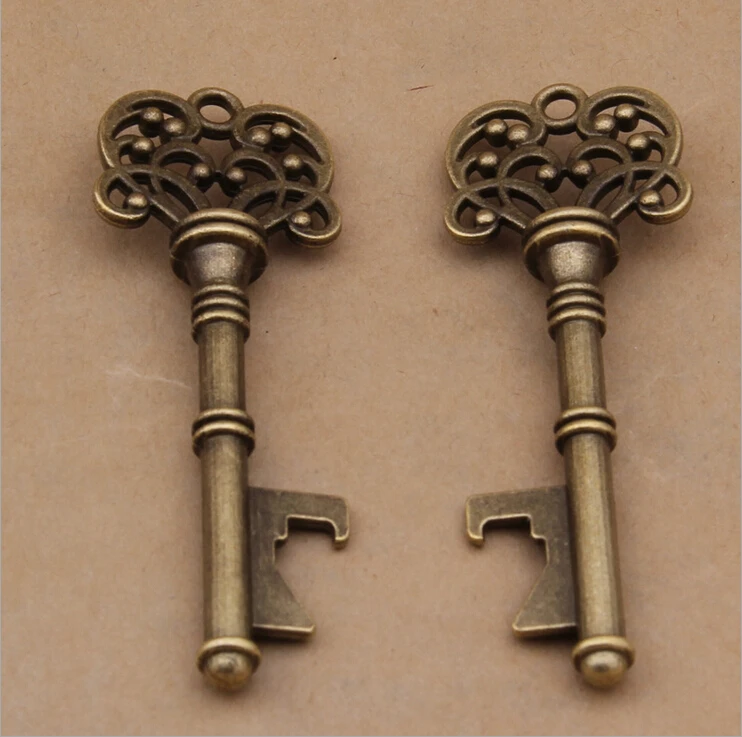 40pcs/veľa Klasické Kreatívne Svadobné Zdvorilosti Strany Darčeky Antické Bronzové Skeleton Key Pivo Otvárač