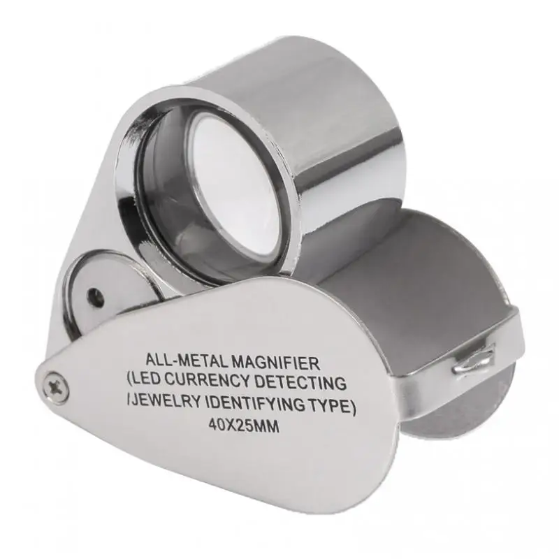 40X 25 mm Všetky Kovové zväčšovacie sklo Klenotník LED UV Šošovky Šperky Loupe zväčšovacie sklo (LED Mene Odhaľovanie/Šperky, Identifikácia Typu)