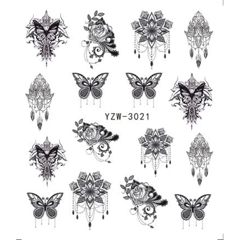 48pcs Motýľ Pierko nechty umenie nálepky nastaviť vody odtlačkový nail art Kvet na nechty, tetovanie patch manikúra príslušenstvo YZW3001-3048