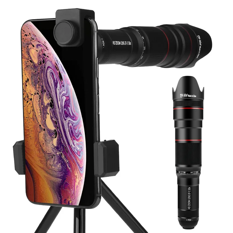4K HD 50X Optickým Zoomom Telefón Objektív Fotoaparátu teleobjektívu Monokulárne Mobilný Telefón Objektív Ďalekohľad pre iPhone Všetky Smartphony Šošovky