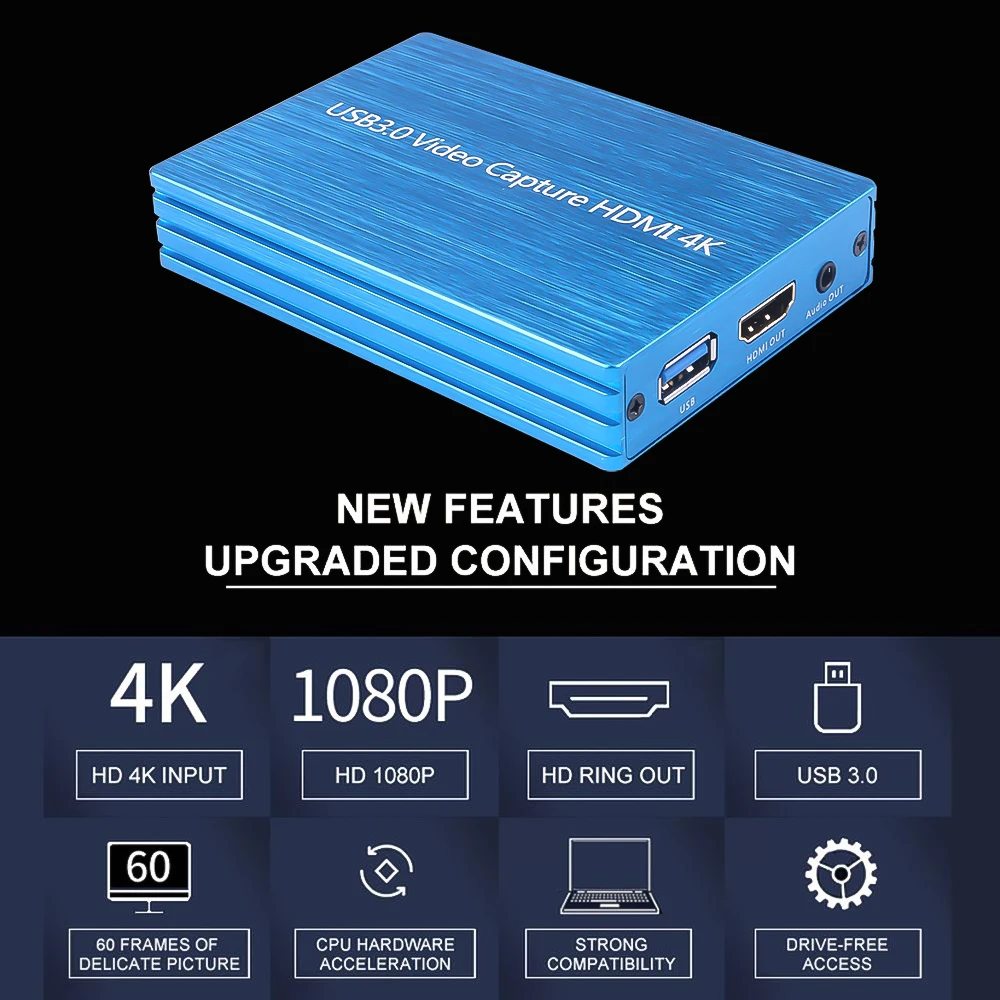 4K kompatibilný s HDMI USB 3.0 digitalizačné Karty 1080P 60fps HD Video Rekordér Grabber pre OBS Zachytenie Herné Živé Vysielanie