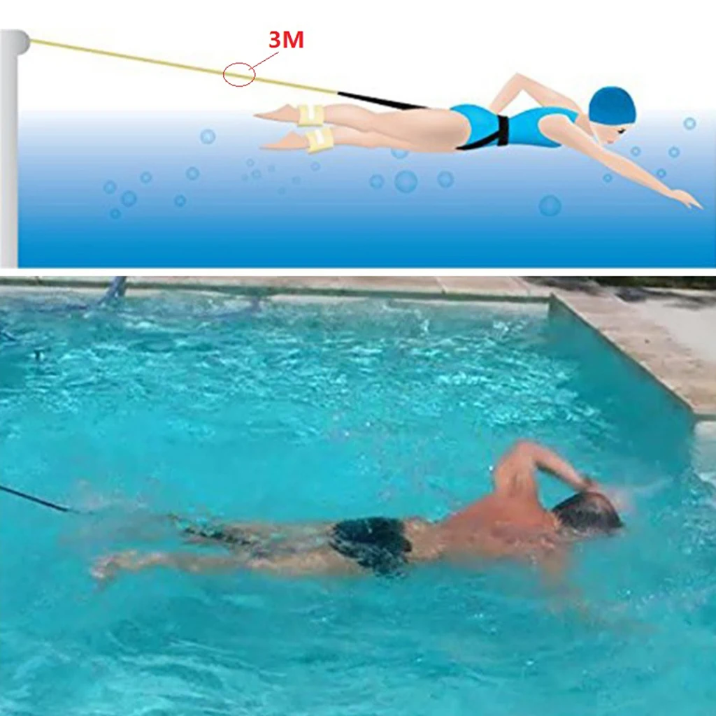 4M Premium Plavecký Výcvik Pás Aids Bungee Kábel Exerciser Cvičí Vodítku Bezpečnosti Odolné Plávať Tréner Viacerých Farieb pre Dospelých