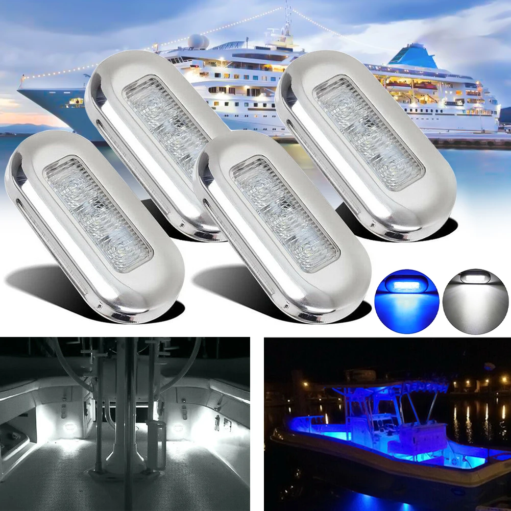 4PCS Loď Svetlá LED 12/24V Loď Marine Grade Nepremokavé Cool Blue LED Zdvorilosť Svetlá Schodisko Palube Zase Signál Osvetlenie zadné svetlo