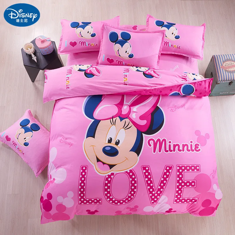 4Pcs červená Mickey mouse posteľná bielizeň Nastaviť bytový textil minnie mickey cartoon Deti, dospelých obliečky posteľ nastaviť dievča, chlapec baby Disney darček