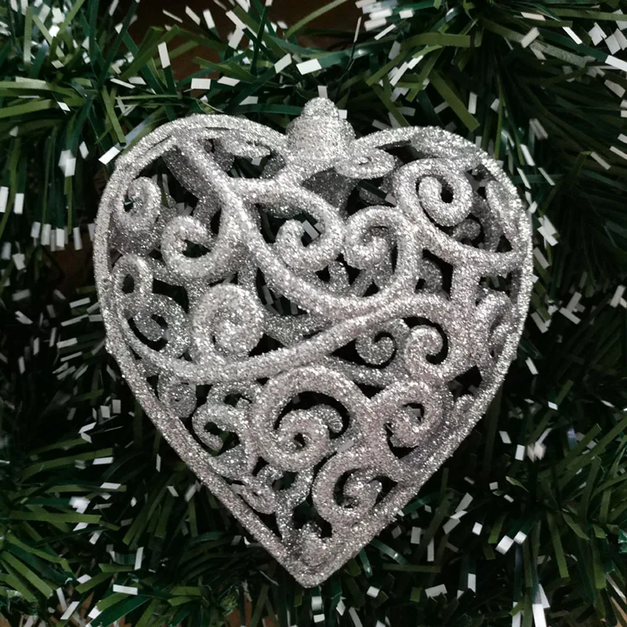 5 ks 3D Lesk Láska Srdce Prívesok Ozdoby na Vianočné stromčeky Duté Srdce Lesk Shinning Okenné Dekorácie, Party Darček Nové