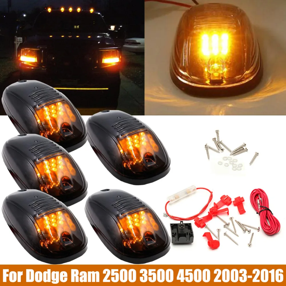 5 ks Auto, Obrysové Svetlá Vozidlo SUV Amber LED Streche Kabíny Top Značky svietenie pre Dodge Ram 2500 Auto Strechy Doom Lampy Univerzálny