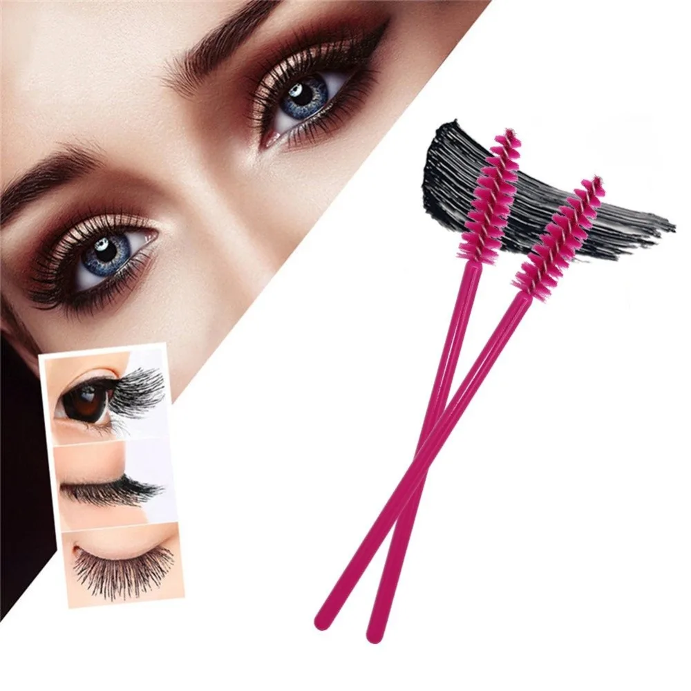 500/Pack Jednorazové Make-Up Nástroj Rias Kefa Plastová Micro Prútik Oko Lash Kefa Dievčatá Ružové Farebné Mihalnice Kefy Príslušenstvo