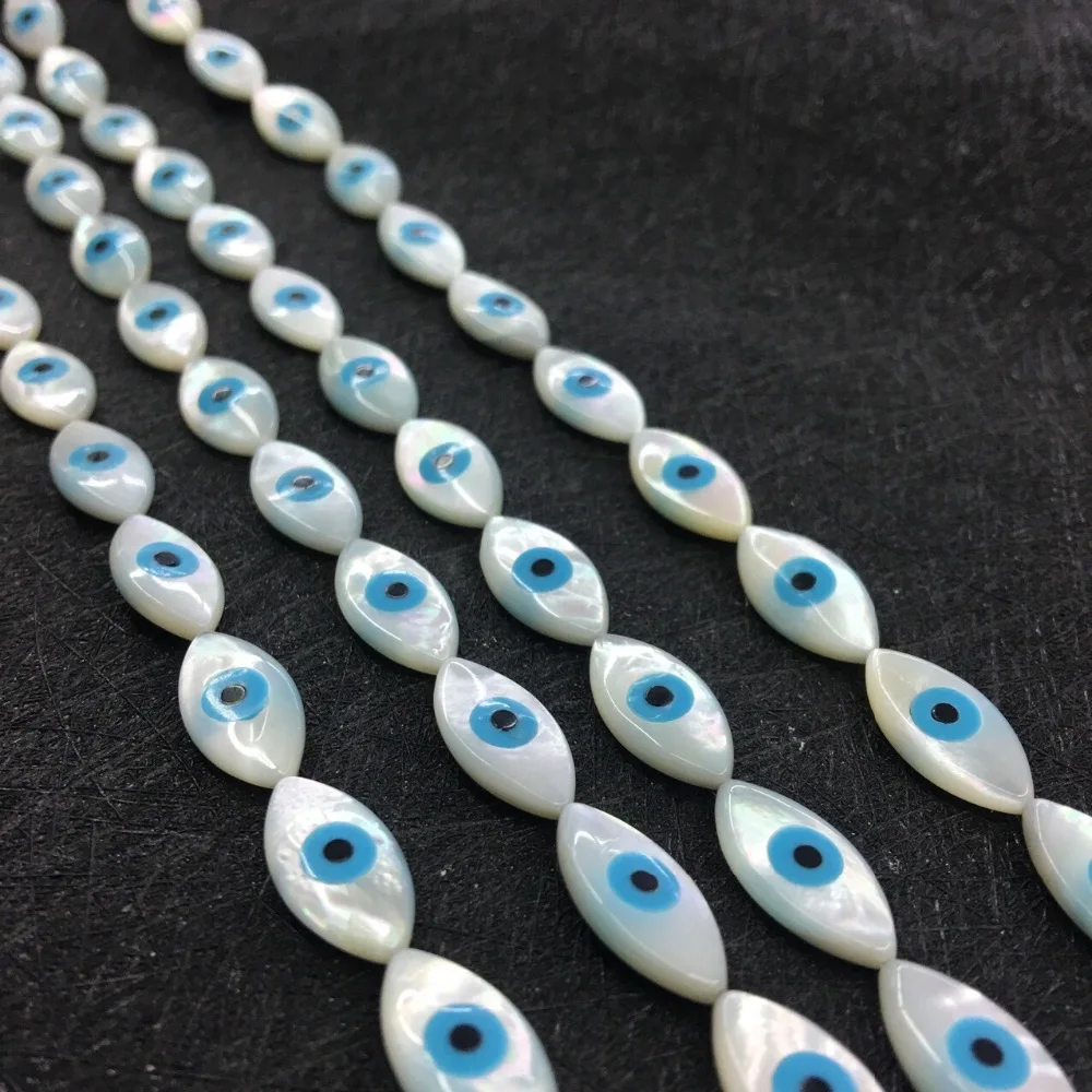 50pcs/veľa 8x16mm Marquise modrá Zlé Oko MP Perly Prírodné Marquise Modré korálky perleť Shell Perly pre DIY Šperky