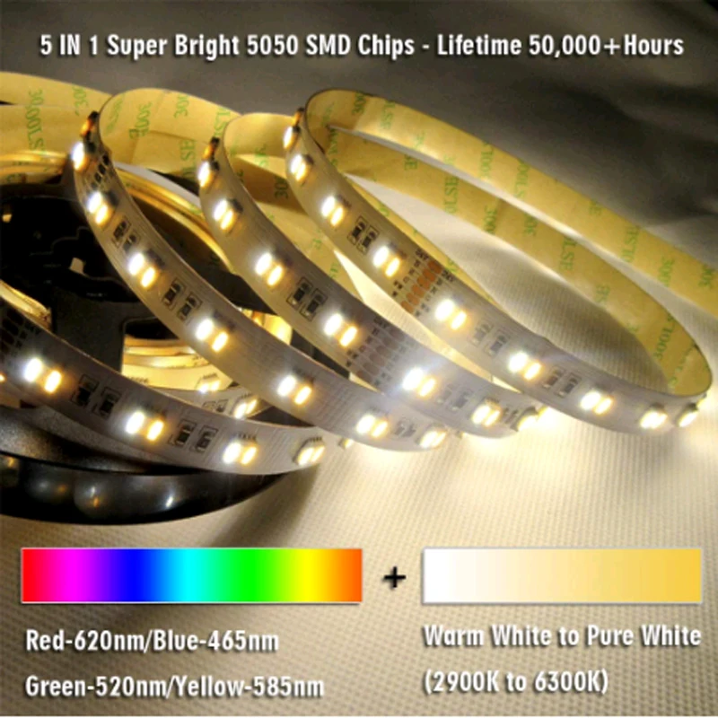 5IN1 RGB+SCS LED Pásy 5050 60leds 30Leds 96Leds/m 5 Farieb v 1 žetón CW+RGB+WW RGBW RGBWW flexibilné Led Pásky Svetlo 12V 24V