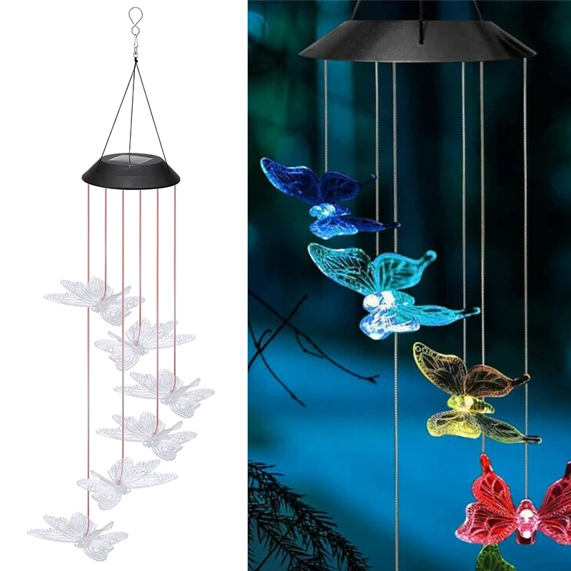 6 Štýlov Hučanie Vtákov LED Solárne Svetlo Romantický Windbell Svetlá Solárny Vietor Zvonkohry Svetlo String Lampy, Terasa Dvore Dekor