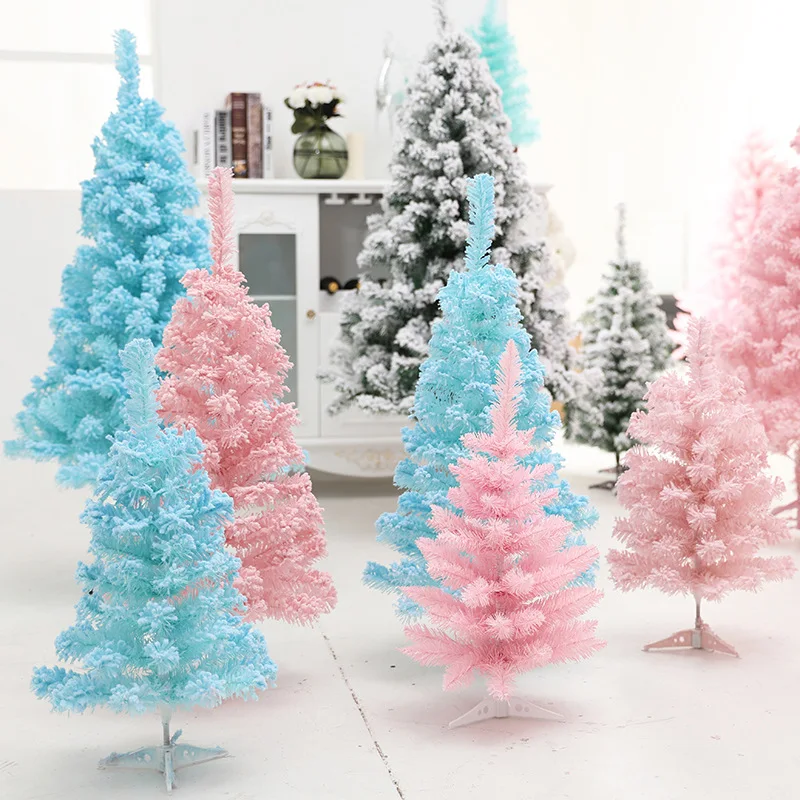 60 cm, Modrý, Ružový Vianočný Stromček Navidad Dekorácie 2021 Nový Rok Falošné Rastliny Hotel Office Záhrada DIY Domáce Dekorácie Príslušenstvo