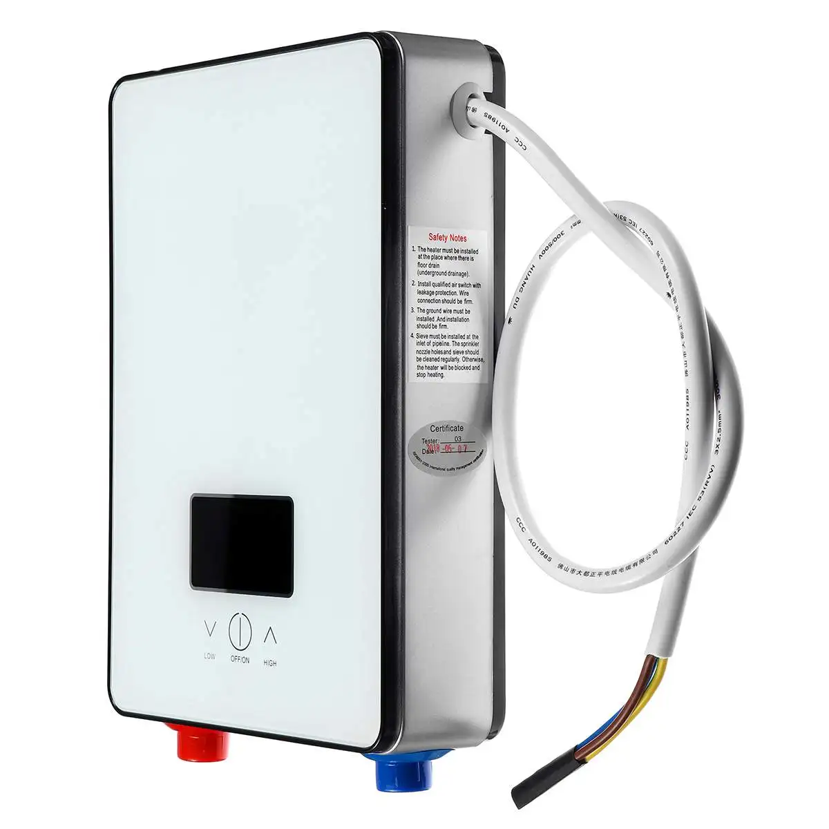 6500W 220V LCD Elektrické Tankless Okamžité Ohrievača Vody Teplota Biela Kúpeľňa kontrolné Automaticky Bezpečnostný Termostat