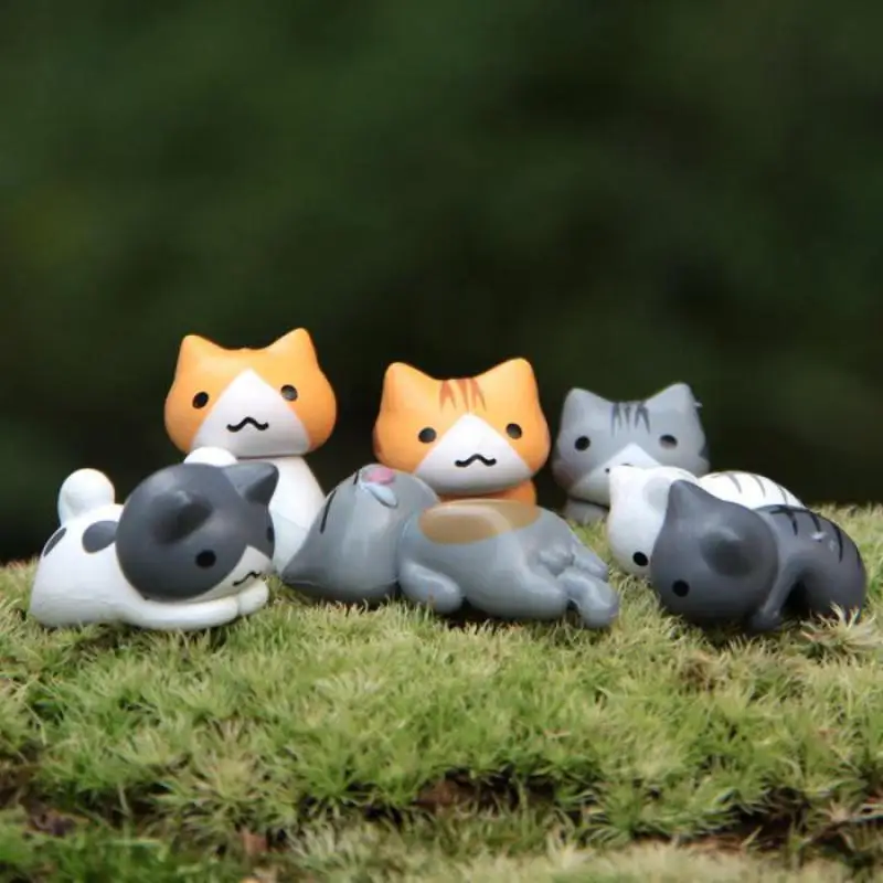 6pcs Japonsko Kawaii Mačka Miniatúrne Terárium Figúrky Ozdoby Pre Domáce Dekorácie Tvorivé Japonské Anime Pvc Obrázok Domova