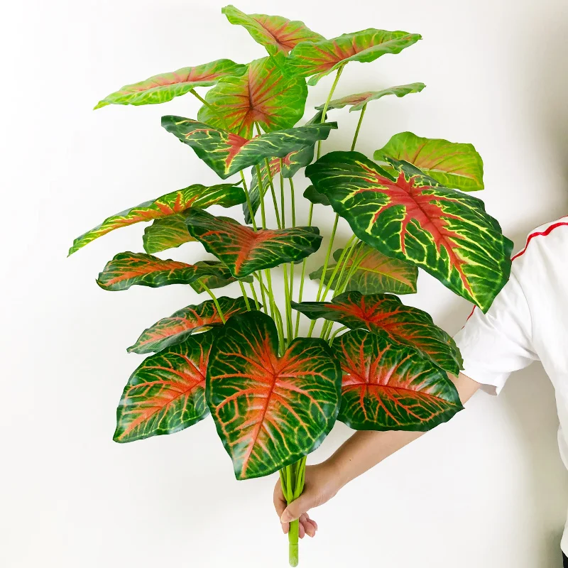 75 cm 24 Hlavu Tropické Monstera Veľké Umelé Rastliny Falošné Palmy, Biela Korytnačka Leaf Skutočný Dotyk Odchádza Domov Svadobná Výzdoba