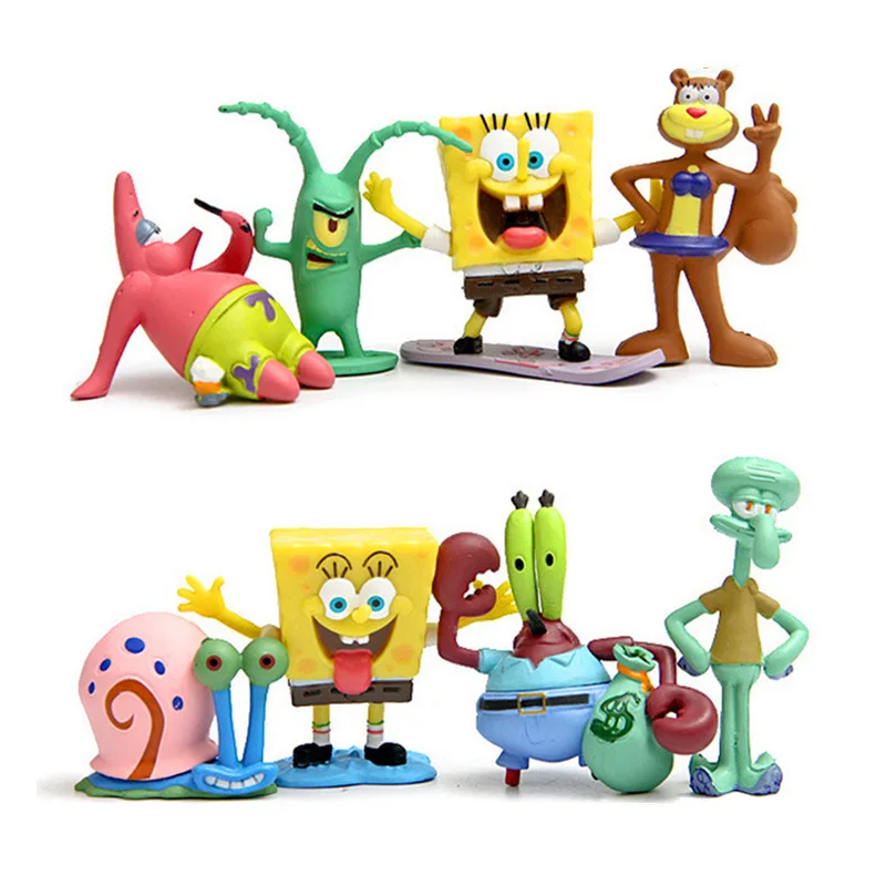 8 Ks/Súbor Animácie Kawaii Huby Bobs Patrick Star Obrázok Hračky, Kreslené Hubky Bobs Bobs Obrázok Hračky Pre Deti Vianočný Darček