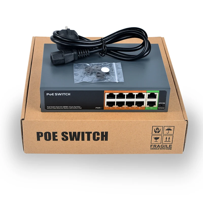 8CH PoE Injektor Napájania Cez Ethernet Switch Pre 48V POE HD IPC 30X PTZ Kamery