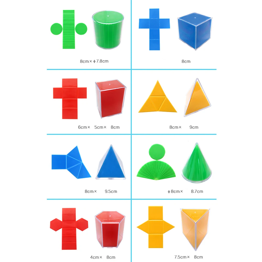 8Pcs/Set Skladacie Prism Valec Geometrický Model Matematika Učebné Zdroje Deti Hračka