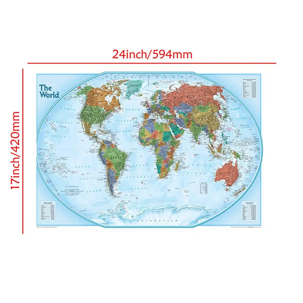 A2 Veľkosť 2011 Verzia Svete Fyzickej Mape Vytlačené Plátno Sprej Maľovanie Bez Rámu Nástenná Mapa Pre Home Decor