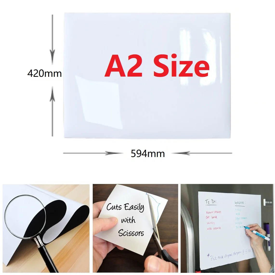 A2 Veľkosť Magnetická Tabuľa Značka Home Office Kuchyňa Magnet Suché Stieracie Doske Biele Tabule Flexibilné Magnet Rada Chladnička Note Pad