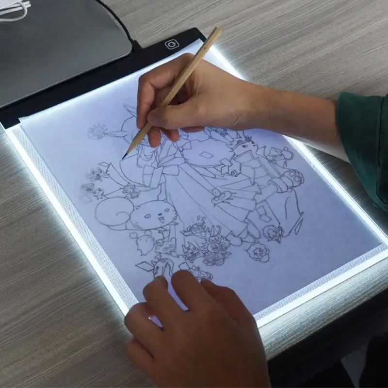 A4 Tablety Digitálne A4 LED grafik Tenké Umenia Vzorkovníka rysovaciu Dosku Light Box Sledovanie Stolný Podložka na Kreslenie Grafické Tablety