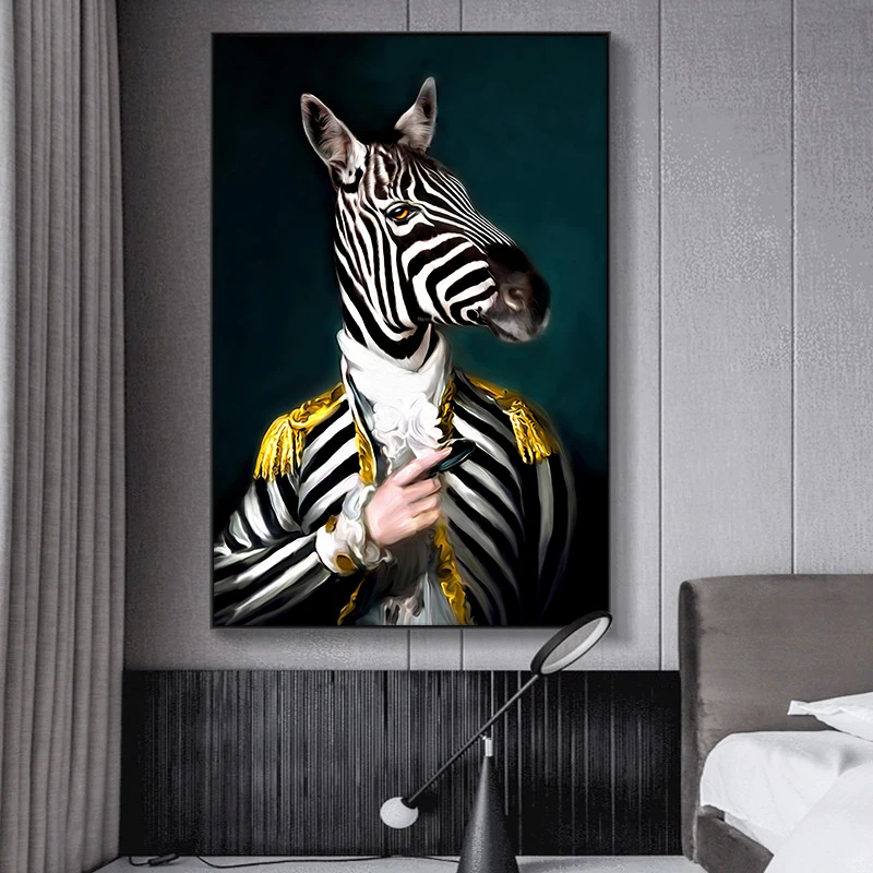 Abstrakt Portrét Plagáty a Tlačí na Steny Umelecké Plátno Maľby Zvierat zebra gentleman Obrázok pre Obývacia Izba QUADROS Domova