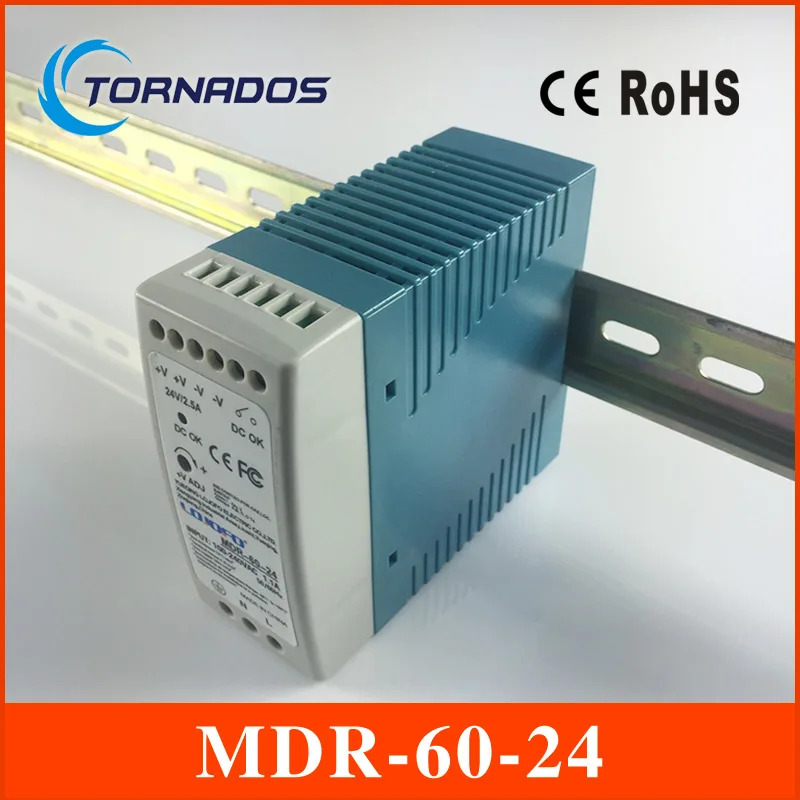 Ac dc din lištu MDR-60-24 24V 2.5 60W Prepínanie Napájanie Priemyselnej DIN lištu Mini prepínanie napájací zdroj pre LED driver