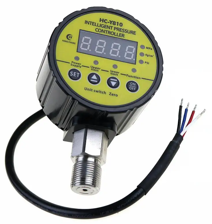 AC220V 1,6 MPA Digitálne elektrický kontakt tlakomer digitálny tlakomer radiálne úniku skratu ochrana
