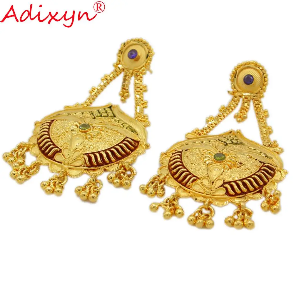Adixyn 4 Desigh Náhrdelník/Náušnice Šperky Set Zlatá Farba/Meď Afriky/Etiópskej/Dubaj Svadobné Svadobné Príslušenstvo N12302
