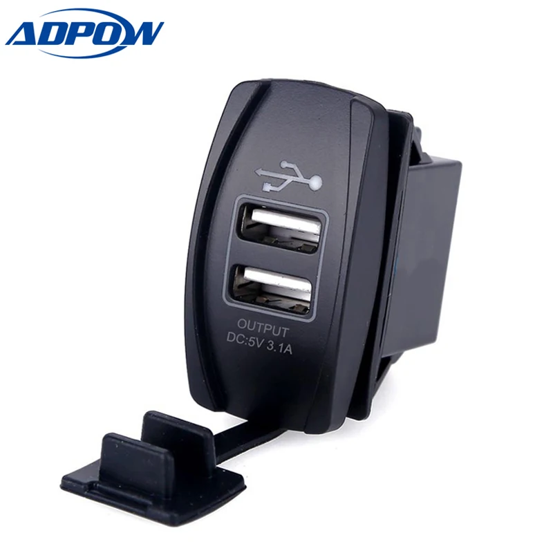 ADPOW 12-24V USB Nabíjačku na Motocykel, Auto Truck ATV Loď LED Auto 3.1 Dual USB konektora Nabíjačky Napájací Adaptér Zásuvky Napájania
