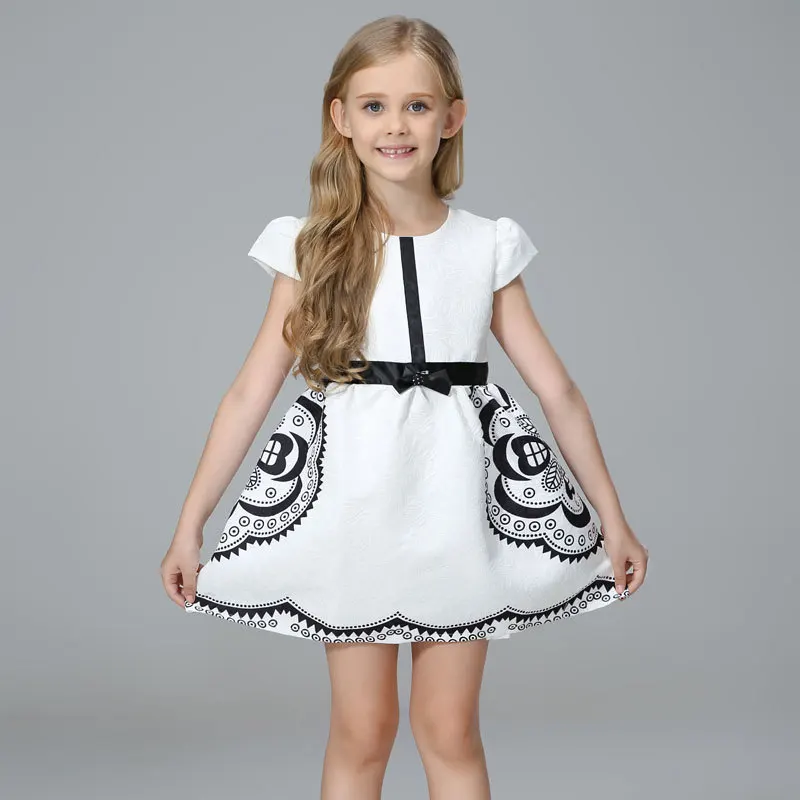 AiLe Králik Značky Dievčatá Šaty V Lete Módne Žakárové Geometrický Vzor Kvalitné detské Oblečenie
