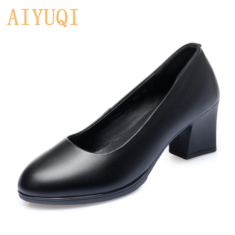 AIYUQI dámske Topánky Veľkosť 2020 Jar Nové Originálne Kožené dámske Topánky Jeden Silné Päty Professional Office Topánky Ženy