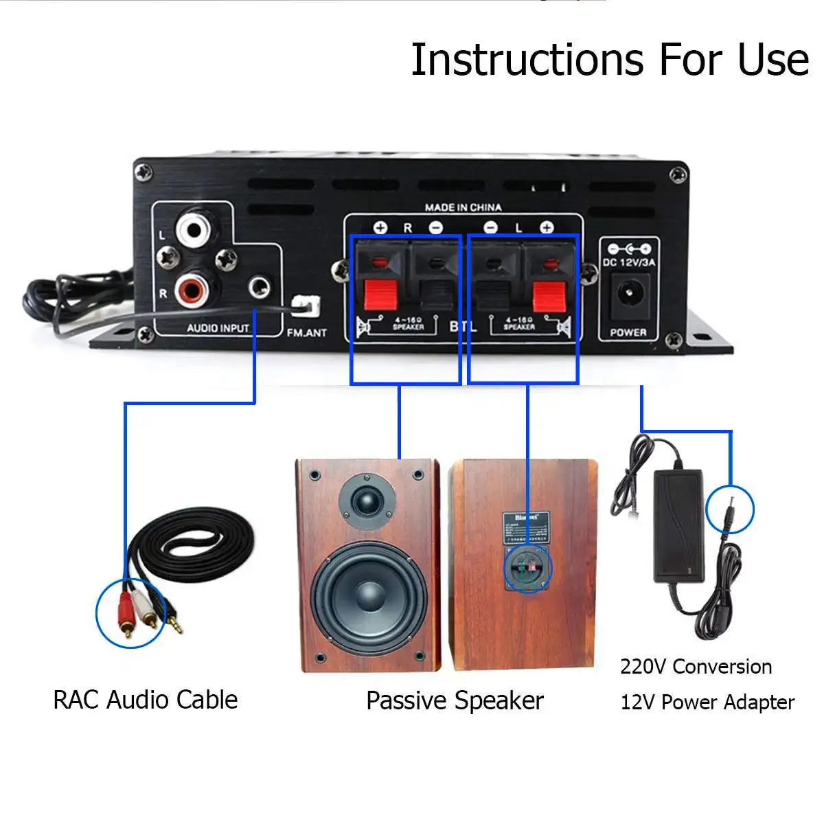 Ak380 800W 12V Napájanie Zosilňovača bluetooth 5.0 Stereo Domov Car Audio BASS Amp, Prehrávač Hudby, bluetooth Car Speaker Triedy D, FM, USB, SD/