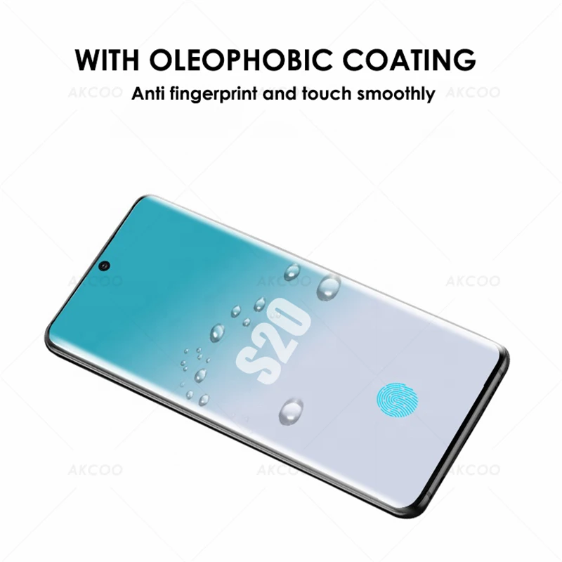 Akcoo S20 Plus Screen Protector Plný Kryt pre Samsung Galaxy S20 Ultra Tvrdeného Skla UV Plný Lepidlo film s odtlačkov prstov odomknúť