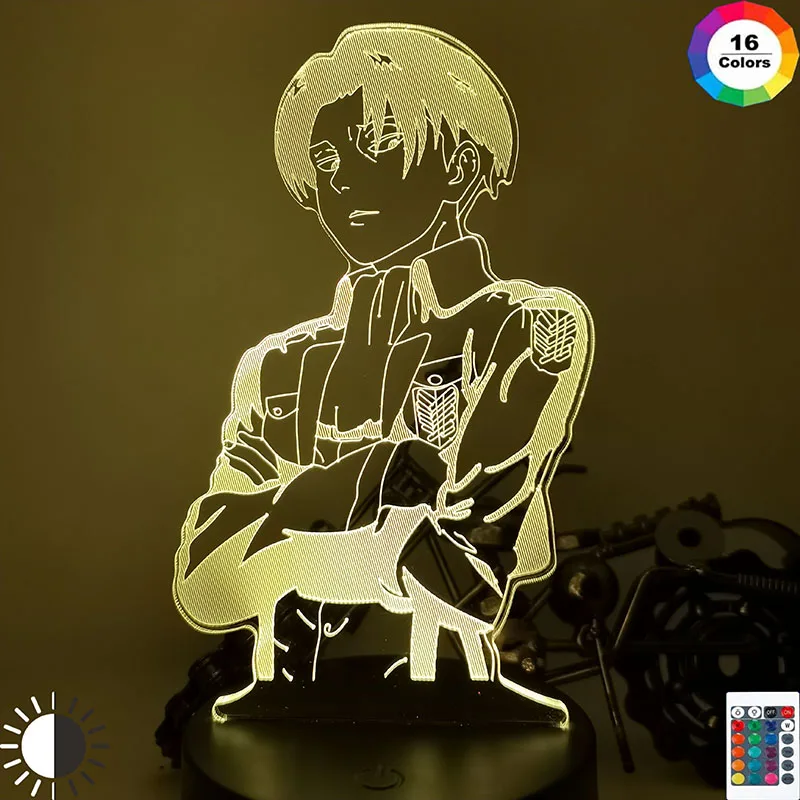 Akryl stolná Lampa Anime Útok na Titan pre Domáce Izba Dekor Light Cool Kluk Dieťa Darček Kapitán Levi Ackermana Obrázok Nočné Osvetlenie