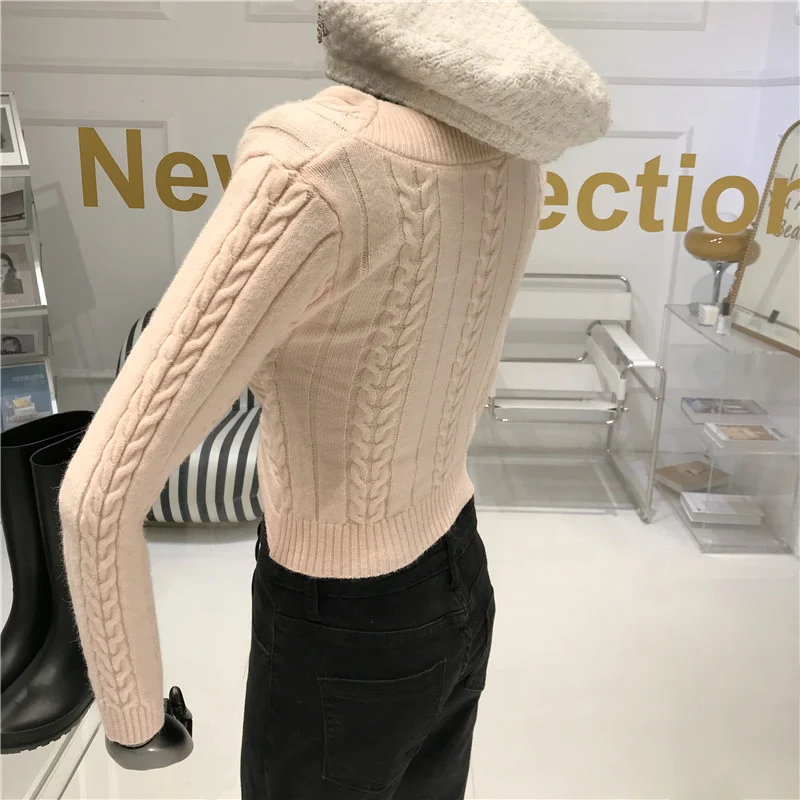 ALPHALMODA 2021 Jar Zimné Nové Criss-Cross Design Sveter tvaru Twisted Sladké Pevný Tenký Sveter Ženy Módne Pletené Oblečenie