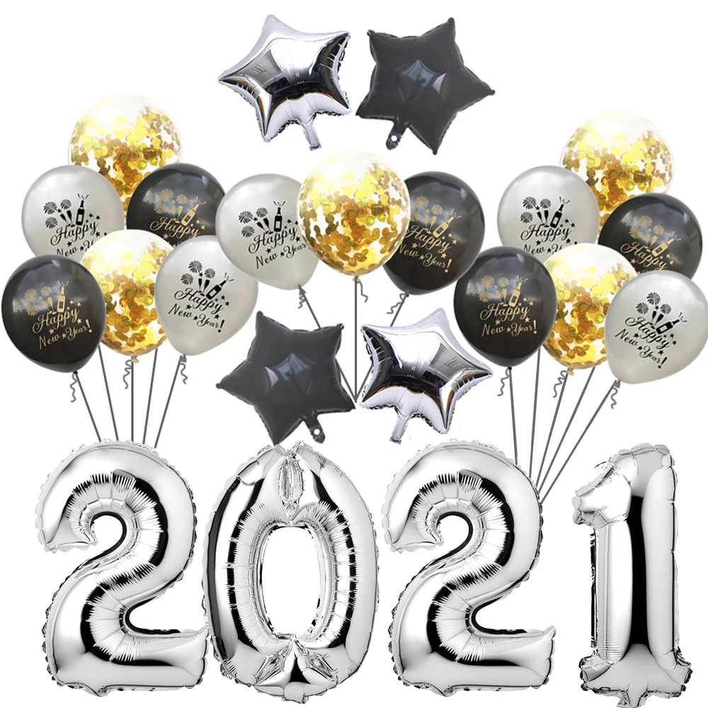 Amawill 32inch 2021 Číslo Fóliový Balón 2021 Šťastný Nový Rok Vianočné Dekorácie Predvečer Strany Jednorázový Riad Súprava sa Dodáva 7D