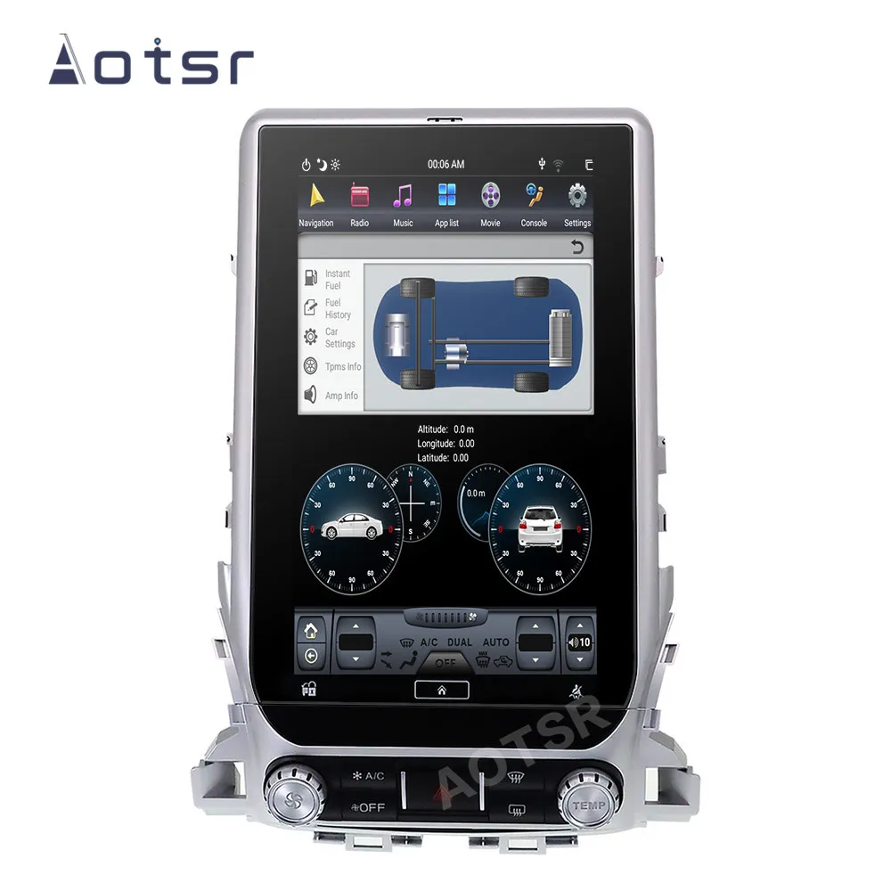 AOTSR Tesla Auto Radio Na Toyota Land Cruiser 200 Android 9 Multimediálny Dotykový Displej LC200 2016 - 2019 GPS Navigácie PX6 Prehrávač