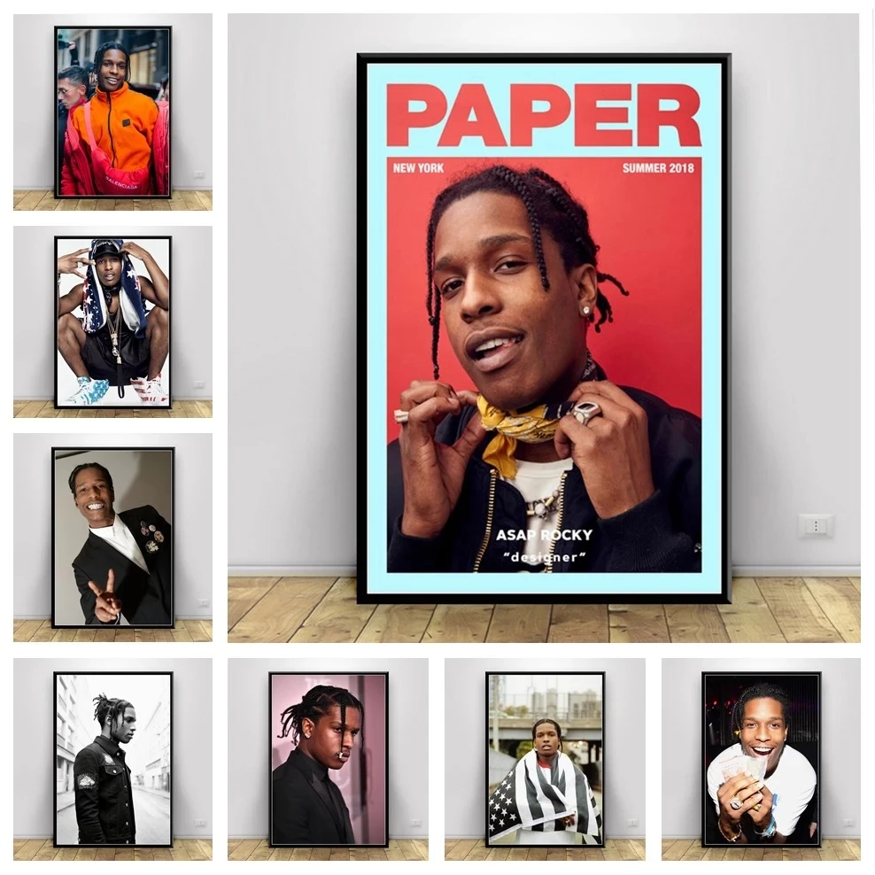 ASAP Rocky Rap Hudba Hviezdy Hip Hop Art Decor Kvalitu Obrazu Plátno na Maľovanie Domova Plagát obývacia Bar Stenu Decor