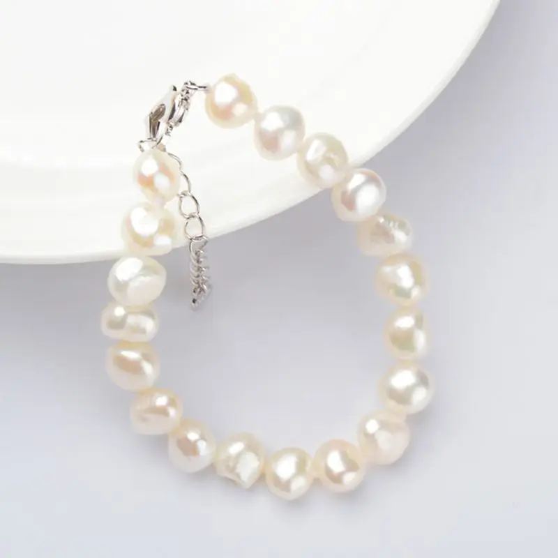 ASHIQI Prírodné Sladkovodné Perly Náramky 9-10 mm biela Baroková perla pre ženy darček