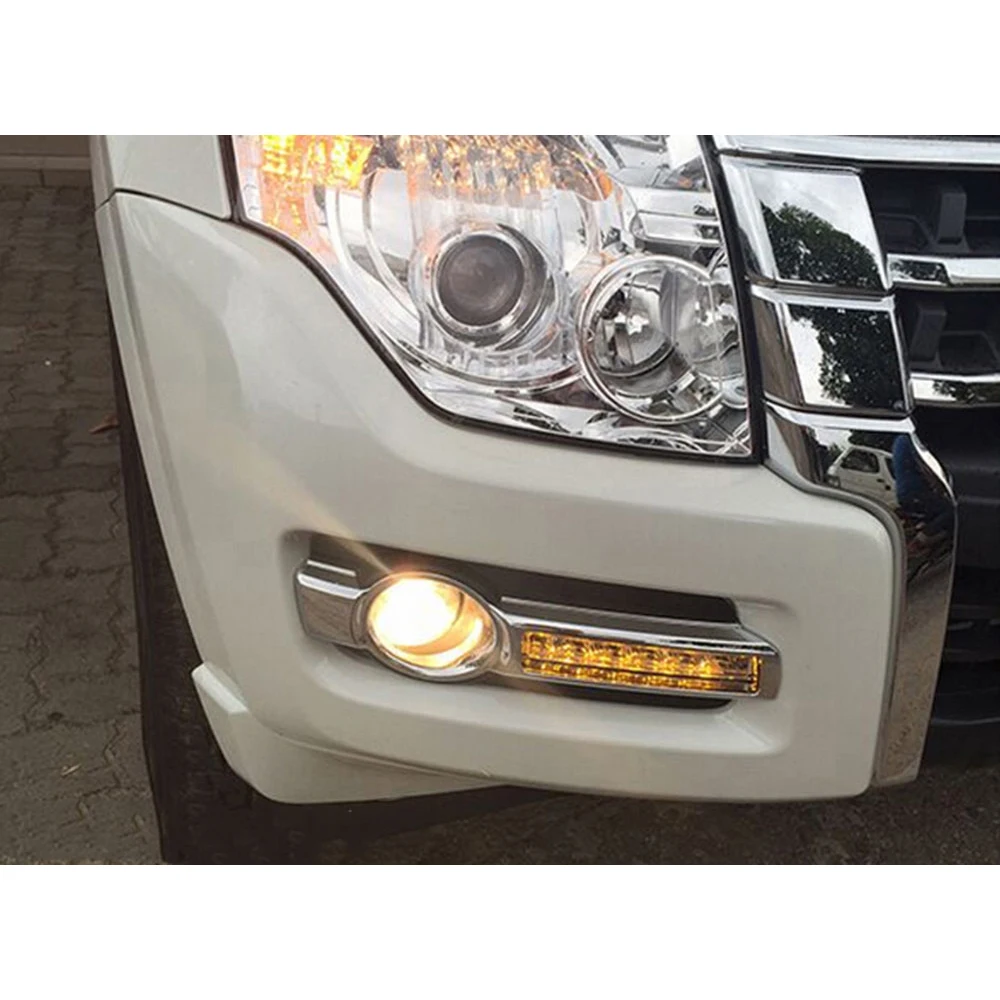Auto DRL LED Denných prevádzkových Svetlo Na Mitsubishi Pajero Montero V93 2016 2017 2018 Žltá Signál Funkcia Hmla Žiarovka 12V