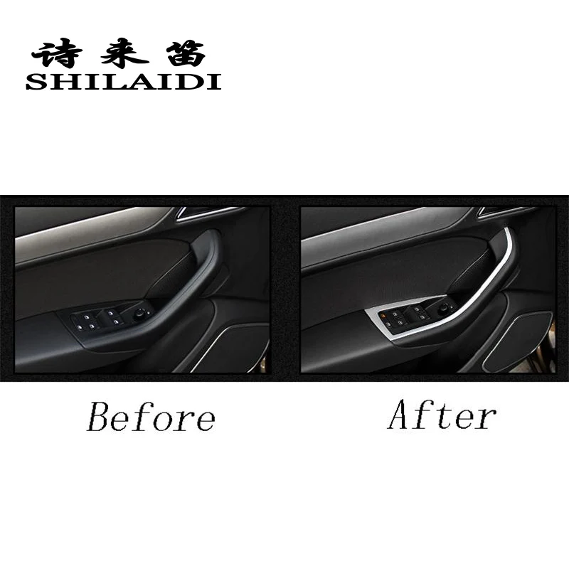 Auto Styling Auto dvere Windows výťah prepnúť tlačidlo z nehrdzavejúcej ocele, dekorácie, nálepky kryt výbava pre Audi Q3 Interiérové Doplnky